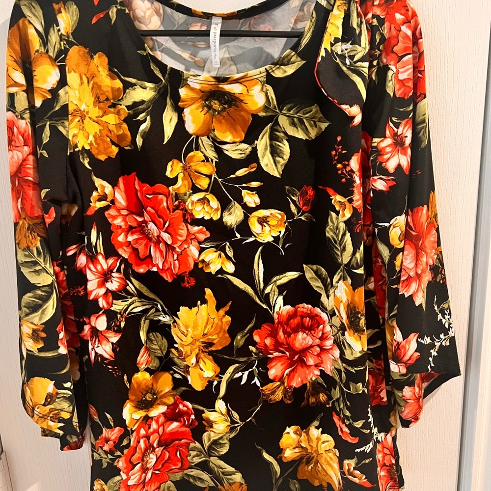 Passport Black and Yellow Floral Blouse